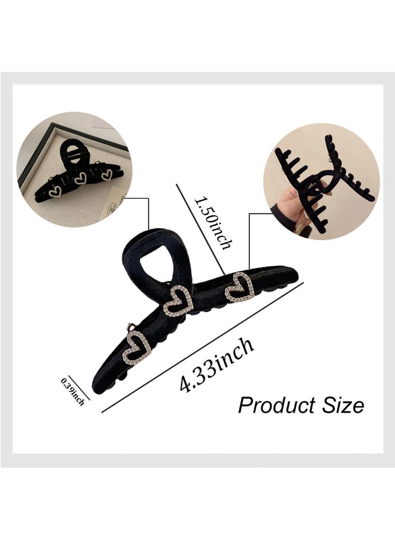 ChicAbode 1Pcs Heart Hair Claw Clips, Hair Clips for Women, Strong Hold Black Hair Crab Clips Hair Styling Accessories Hair Barrette No-Slips Large Hair Clips for Thick or Thin Hair - Image 2